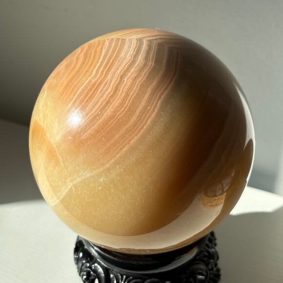 Massive 4" Orange Calcite Sphere – 7+ Pounds of Natural Beauty - Picture 1 of 8